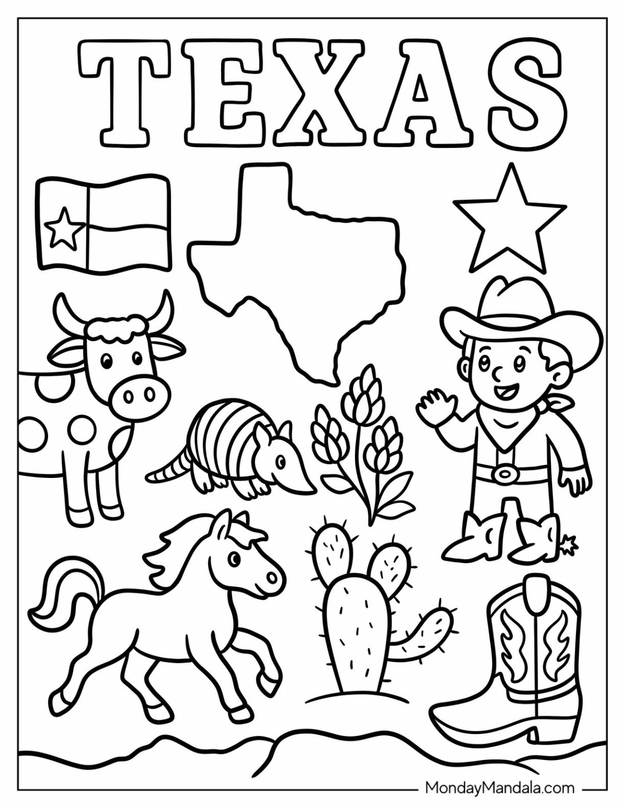 33 Texas Coloring Pages (Free Pdf Printables) intended for Free Small Printable Patterns of Texas