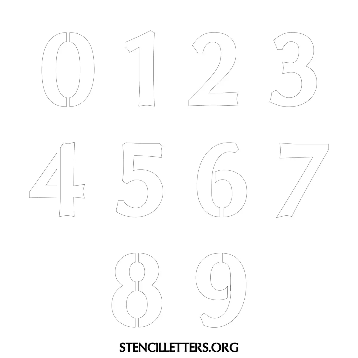4 Inch To 10 Inch Printable 0-9 Number Stencils - Stencil Letters Org intended for 4 Inch Printable Number Stencils