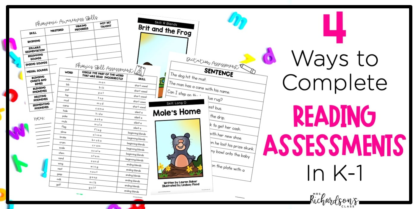 4 Reading Assessments For Kindergarten And First Grade intended for Free Printable Reading Assessments For Elementary
