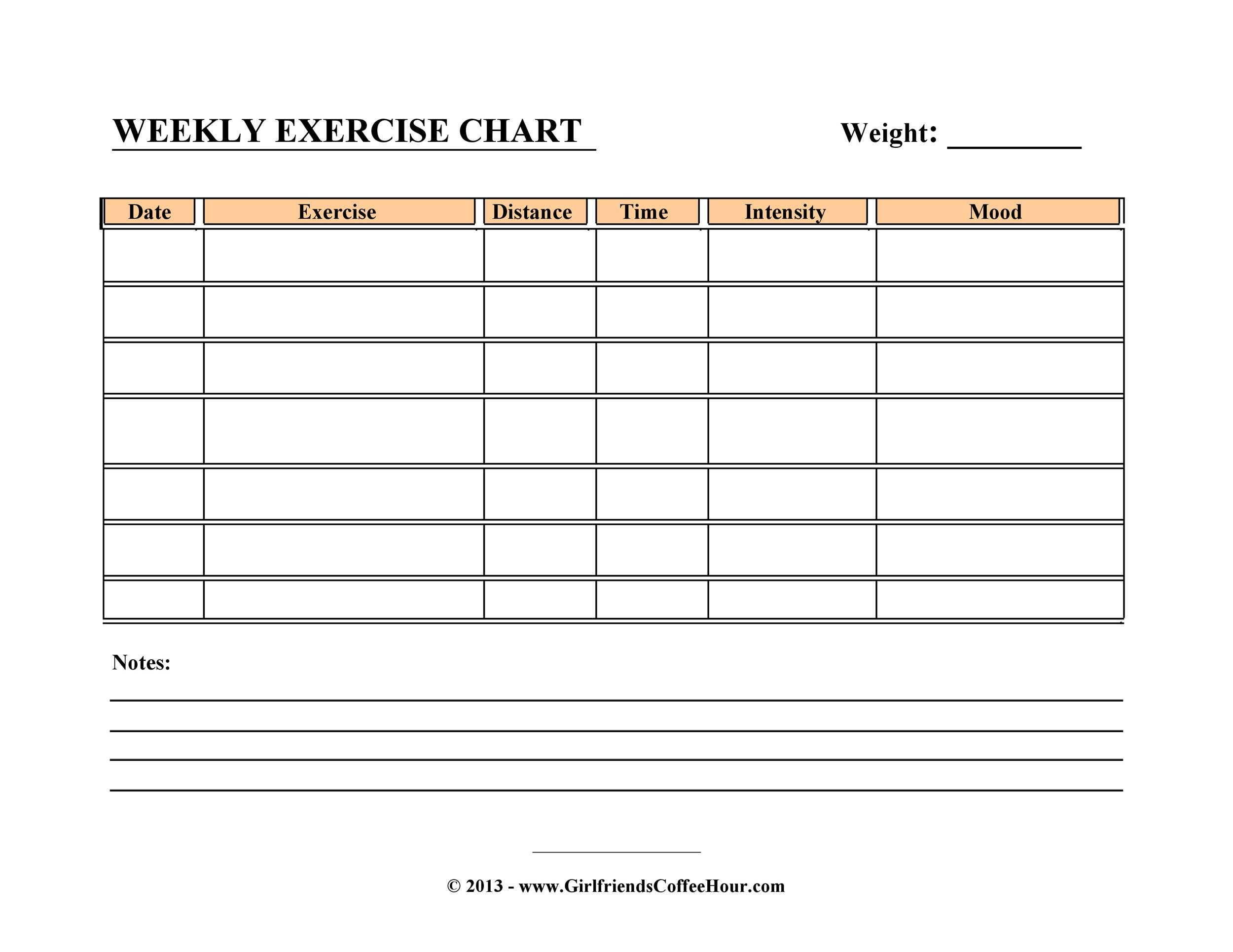 46 Printable Exercise Charts (100% Free) ᐅ Templatelab intended for Exercise Chart Printable