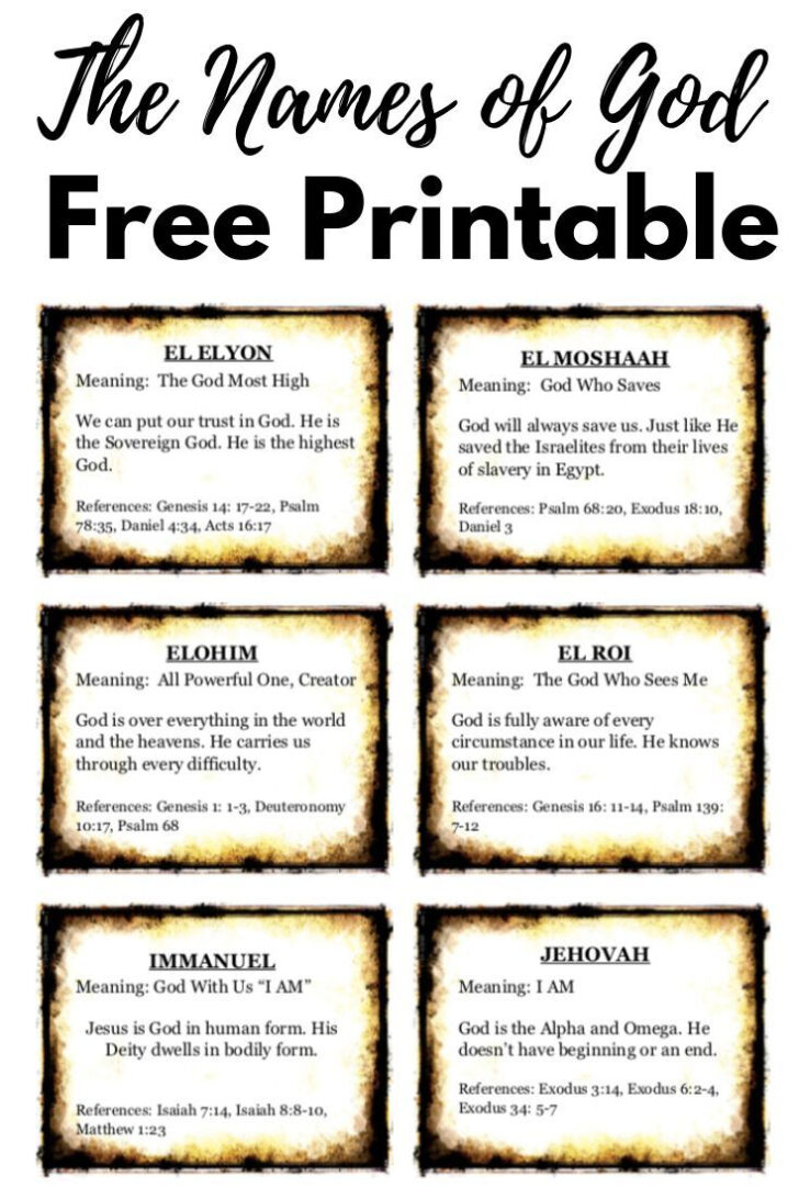 Free Printable Names of God