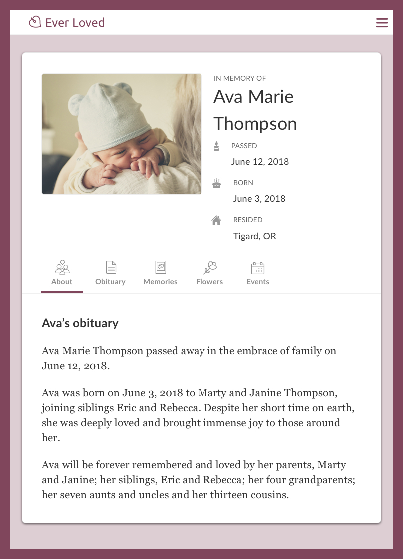 5 Infant Obituary Templates And Examples | Ever Loved intended for Free Baby Obituary Template