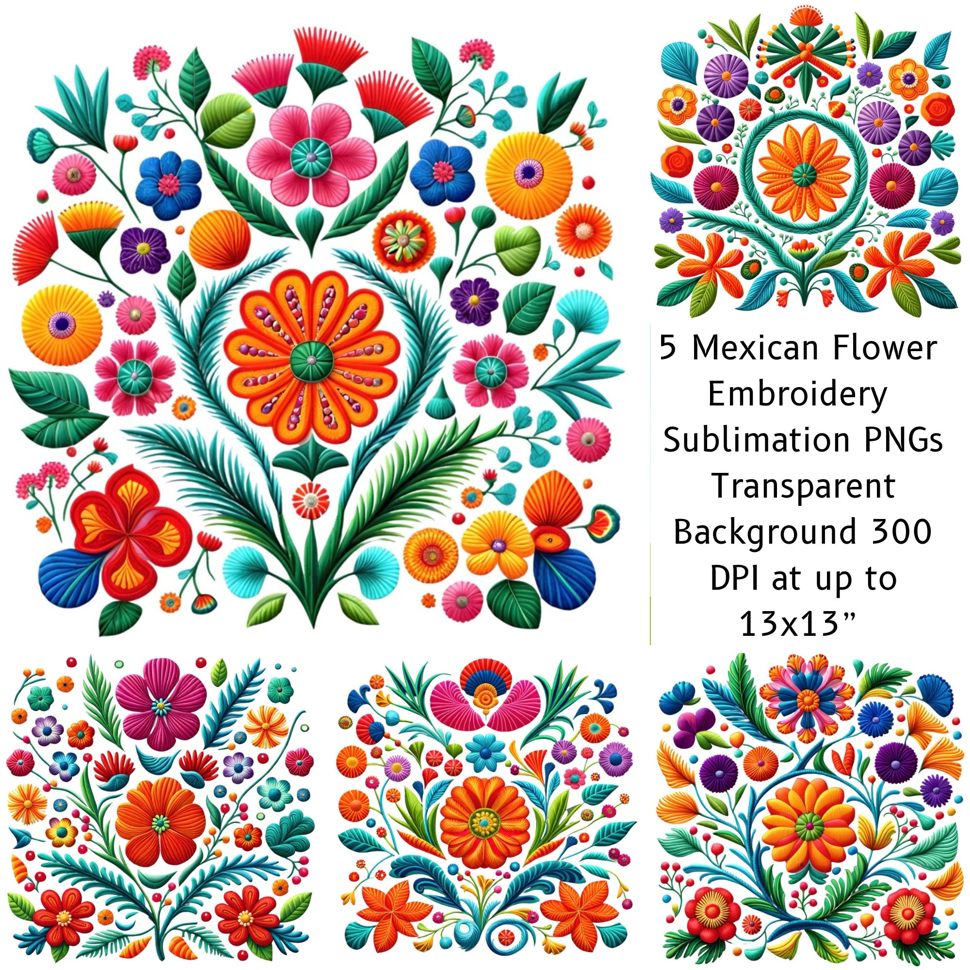 5 Mexican Embroidery Flowers Png Files Mexican Otami Clip Art Png with regard to Printable Traditional Mexican Embroidery Patterns