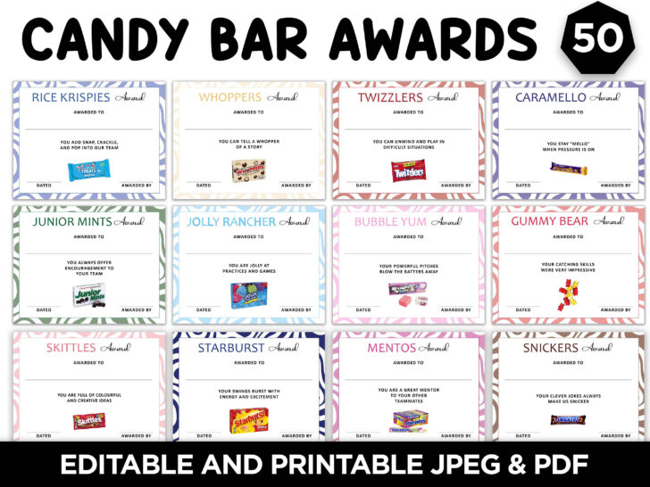 Free Candy Bar Awards Printables