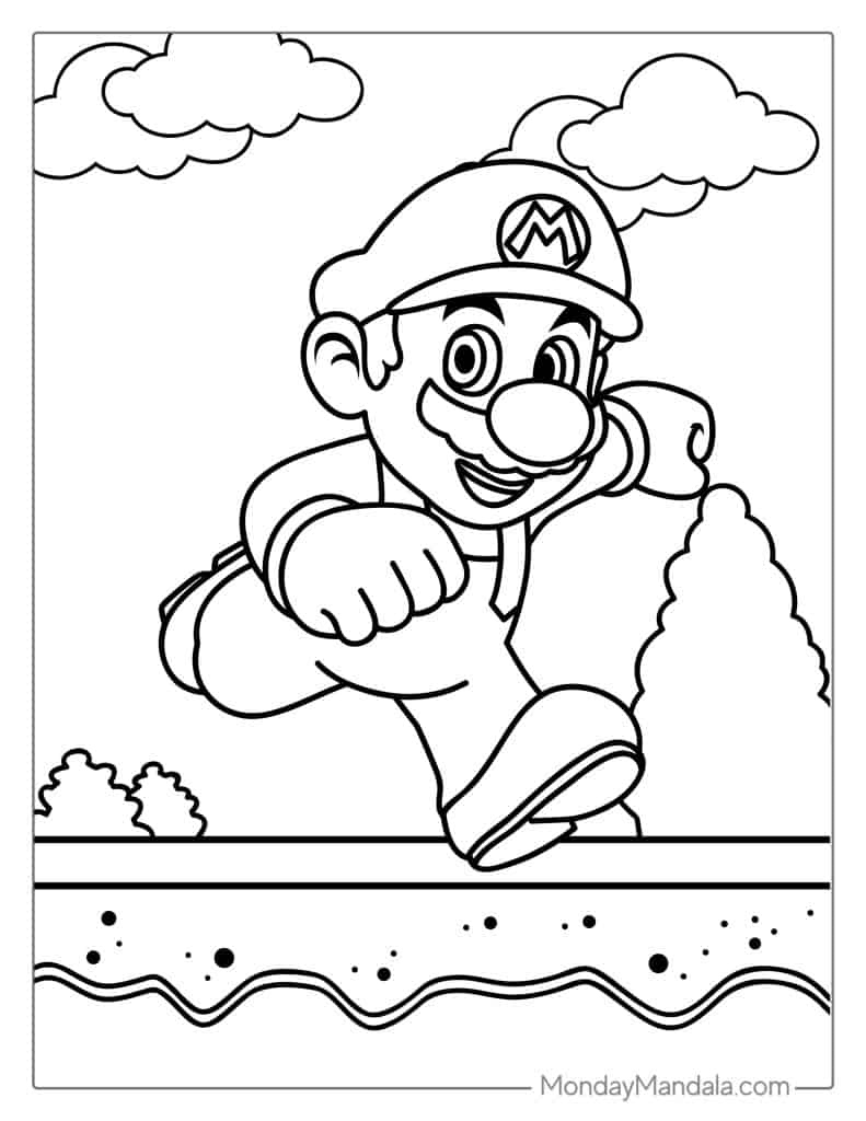 50 Mario Coloring Pages (Free Pdf Printables) intended for Super Mario Stencils Free Printables