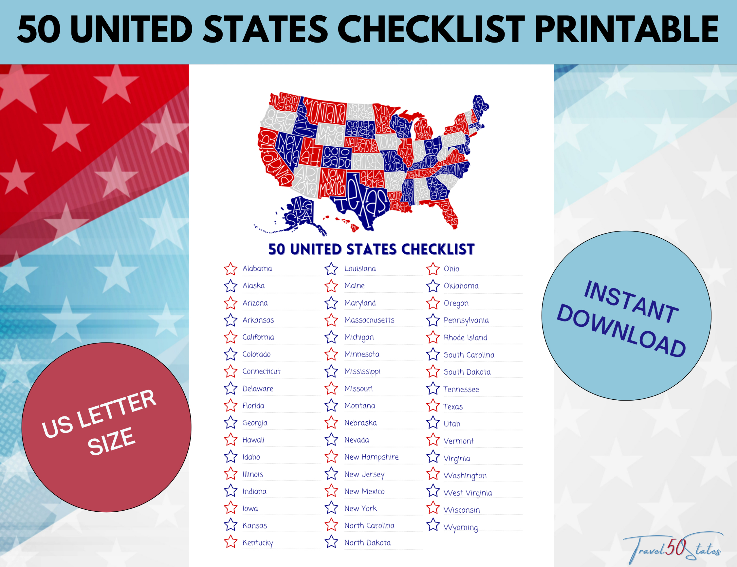 50 United States Checklist Printable throughout Free Printable List Of 50 States