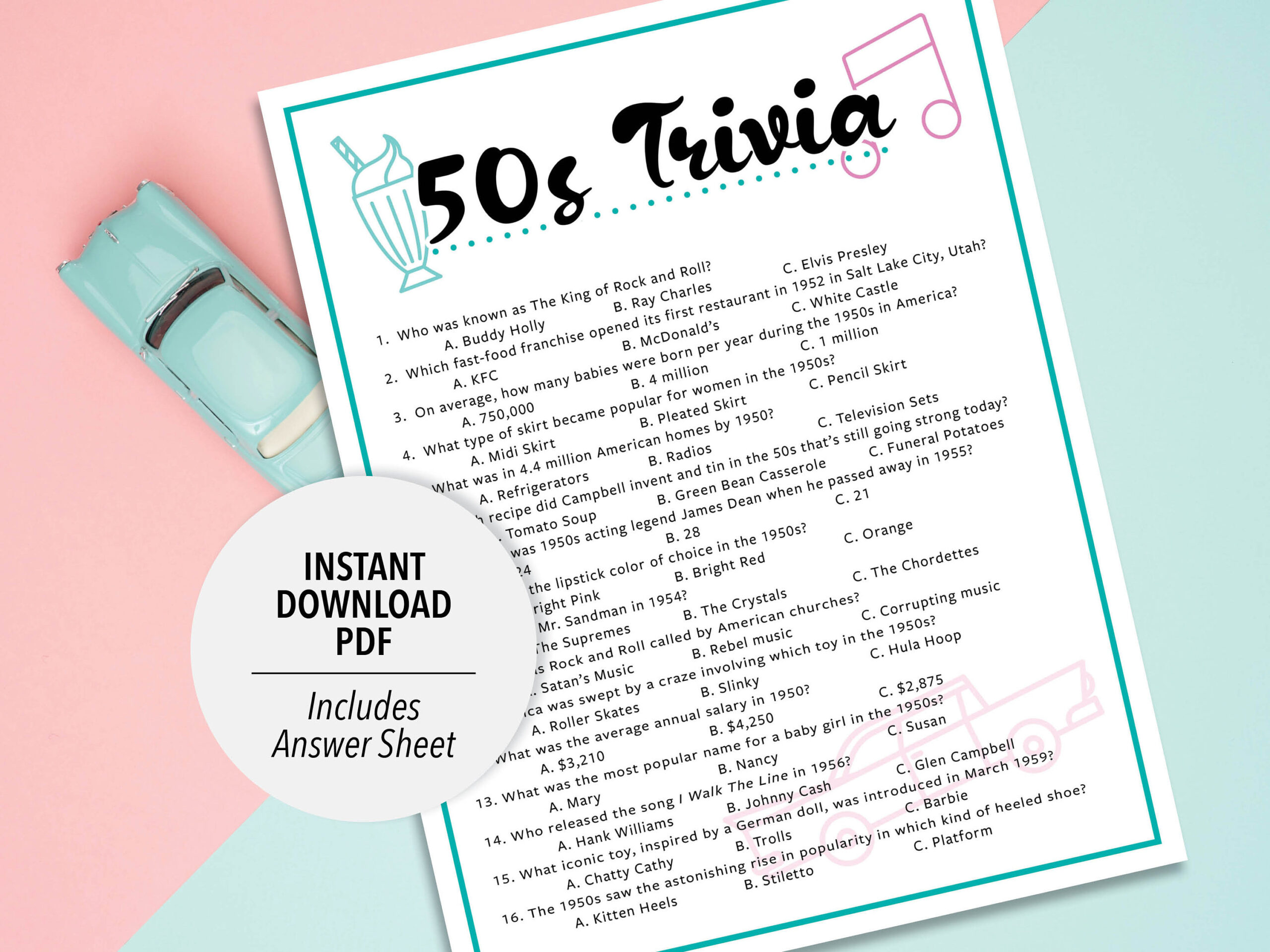 50S Trivia | 1950S Trivia Game | Printable 50S Trivia | 50&amp;#039;S Party with Free Printable 1950 Trivia Questions And Answers Printable