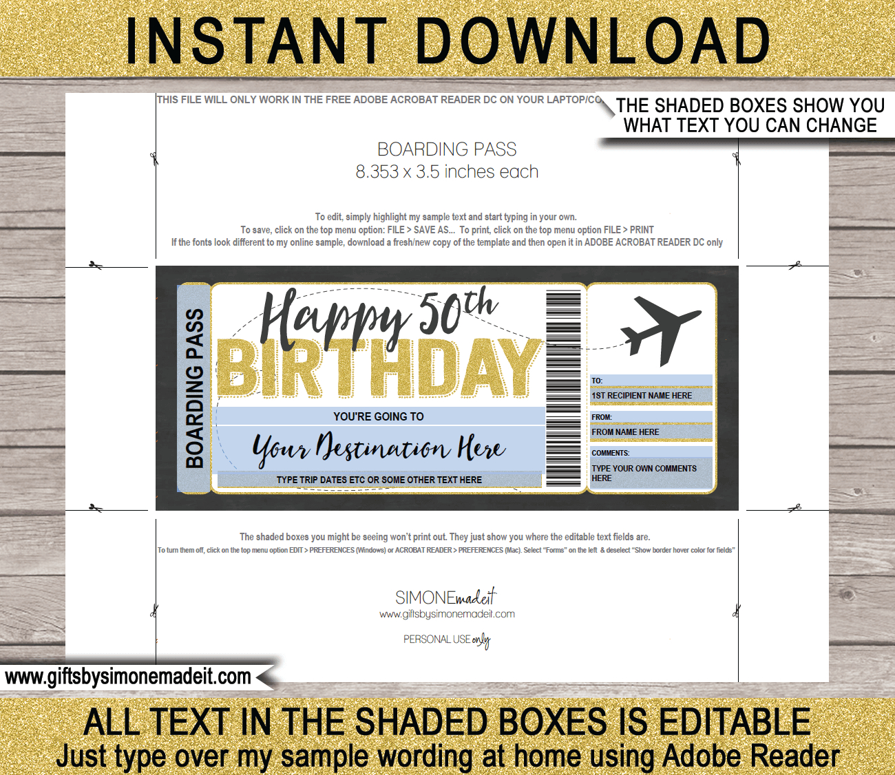 50Th Birthday Boarding Pass Template for Free Printable 50Th Birthday Borders