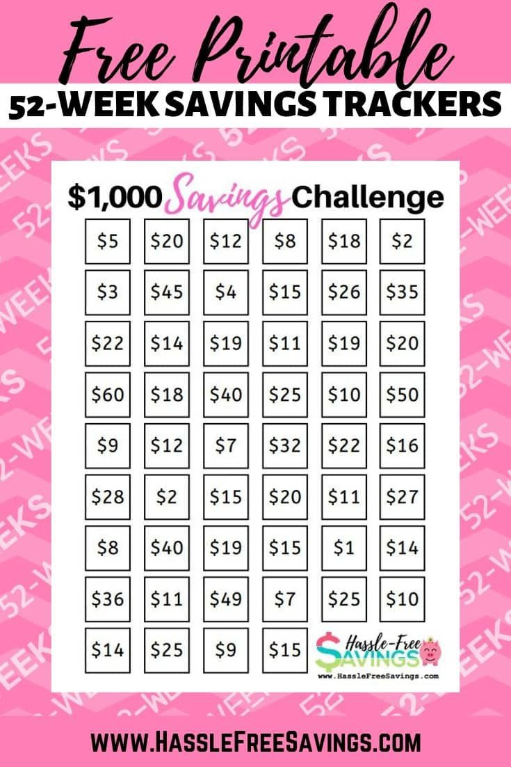 52-Week Money Challenge Chart intended for Savings Chart Printable