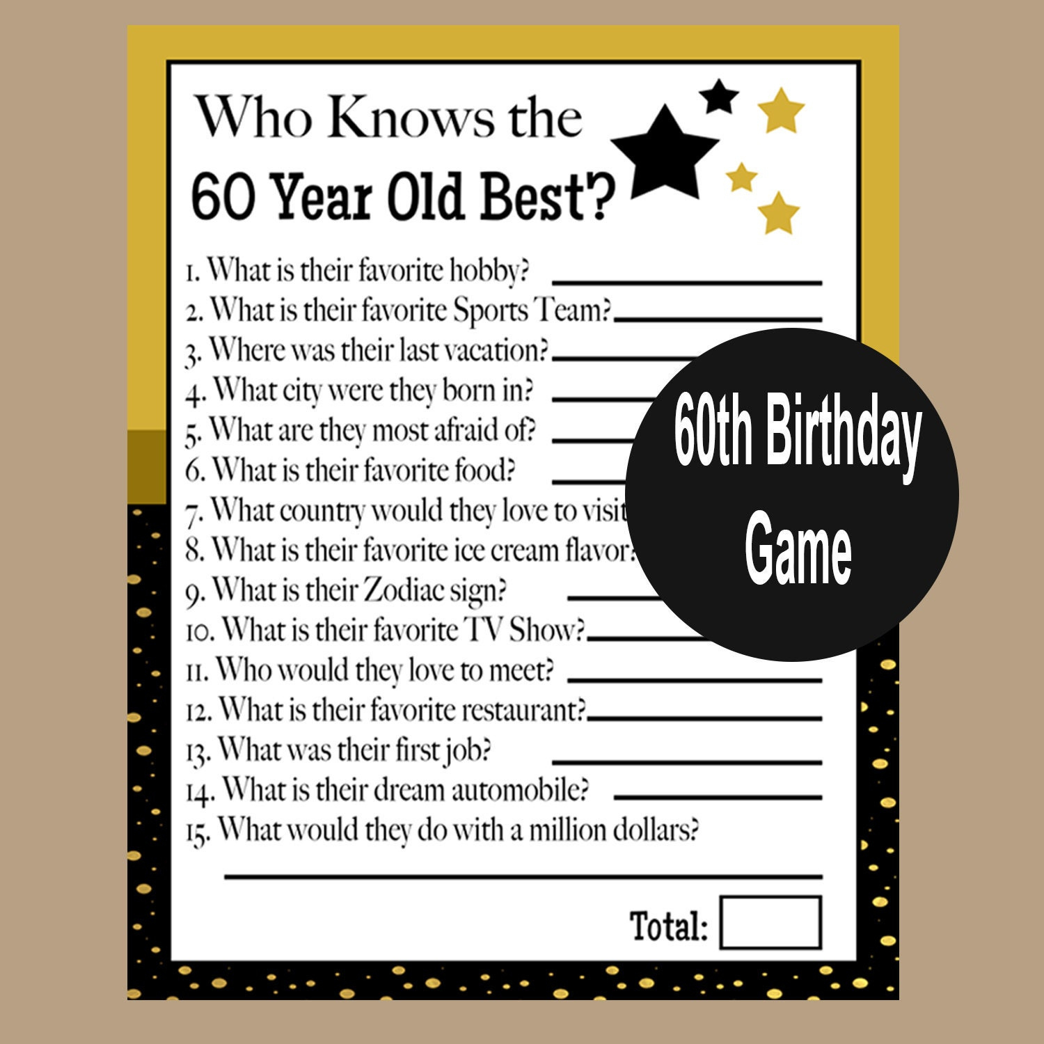 60Th Birthday Game, 60Th Birthday Party, 1965 Party Game, 60Th Birthday Trivia, Who Knows The 60 Year Old Best Game?, Instant Download pertaining to 60th Birthday Games Free Printable