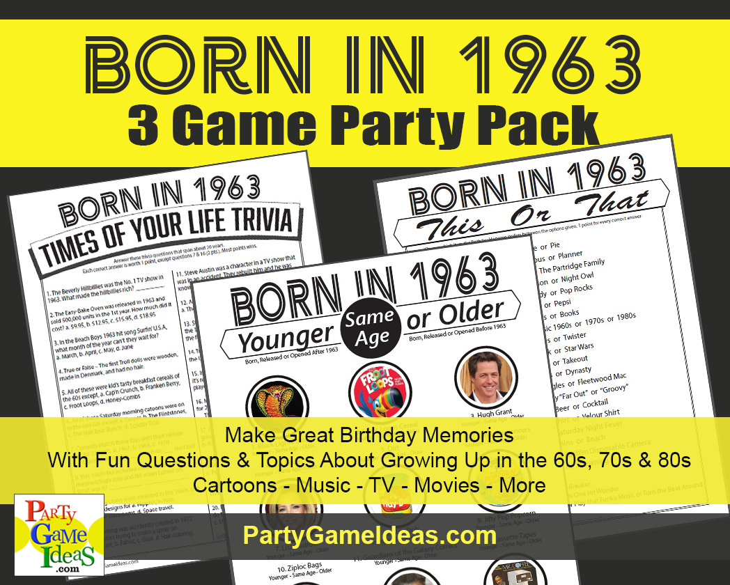 60Th Birthday Party Games Born In 1963 regarding 60Th Birthday Games Free Printable