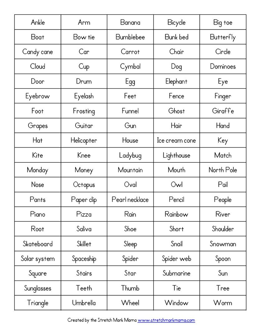 7 Pictionary Words Ideas | Pictionary Words, Pictionary inside Free Printable Pictionary Word List