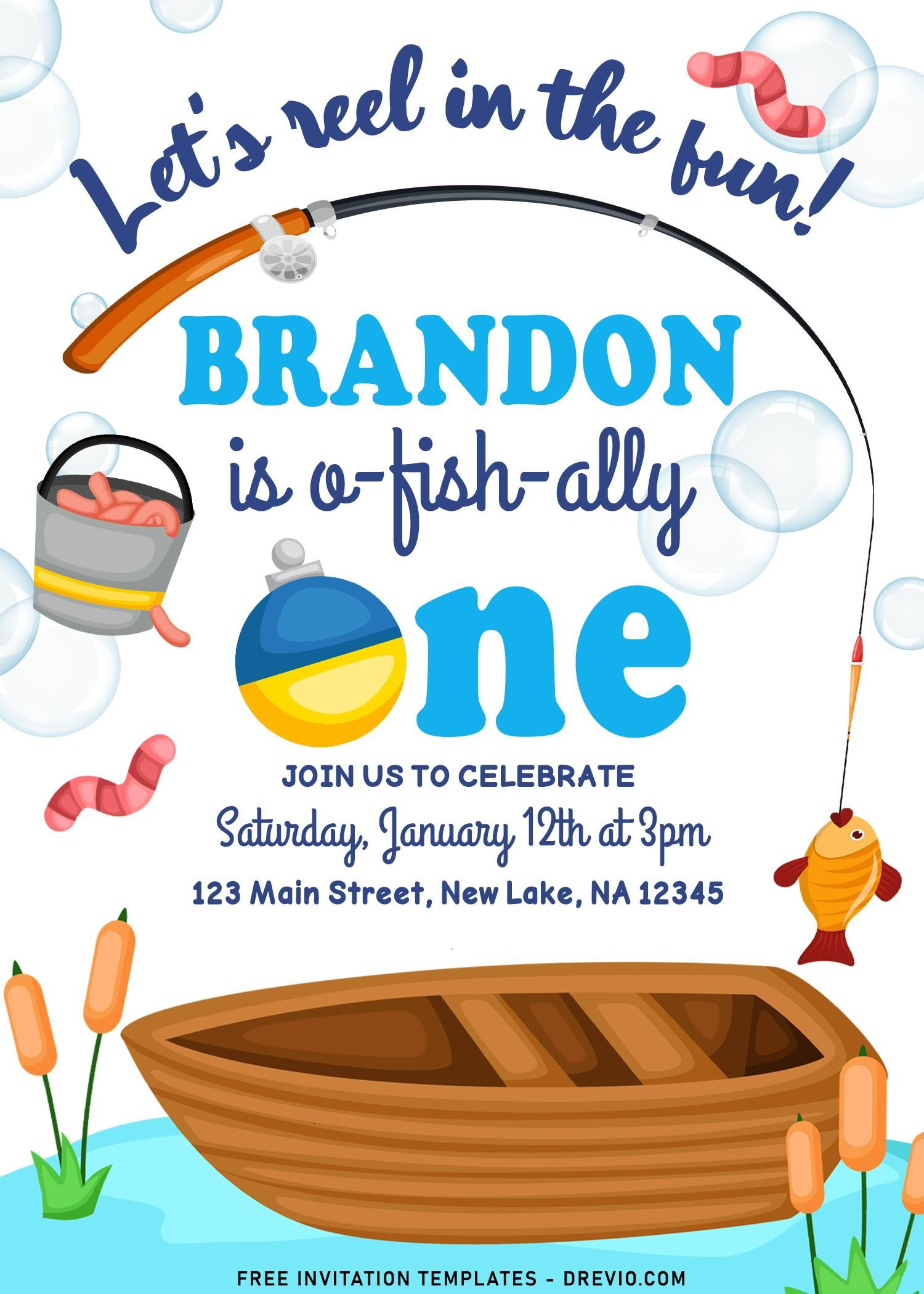 8+ Reel In The Fun Fishing Themed Birthday Invitation Templates for Free Printable Fishing Birthday Invitations