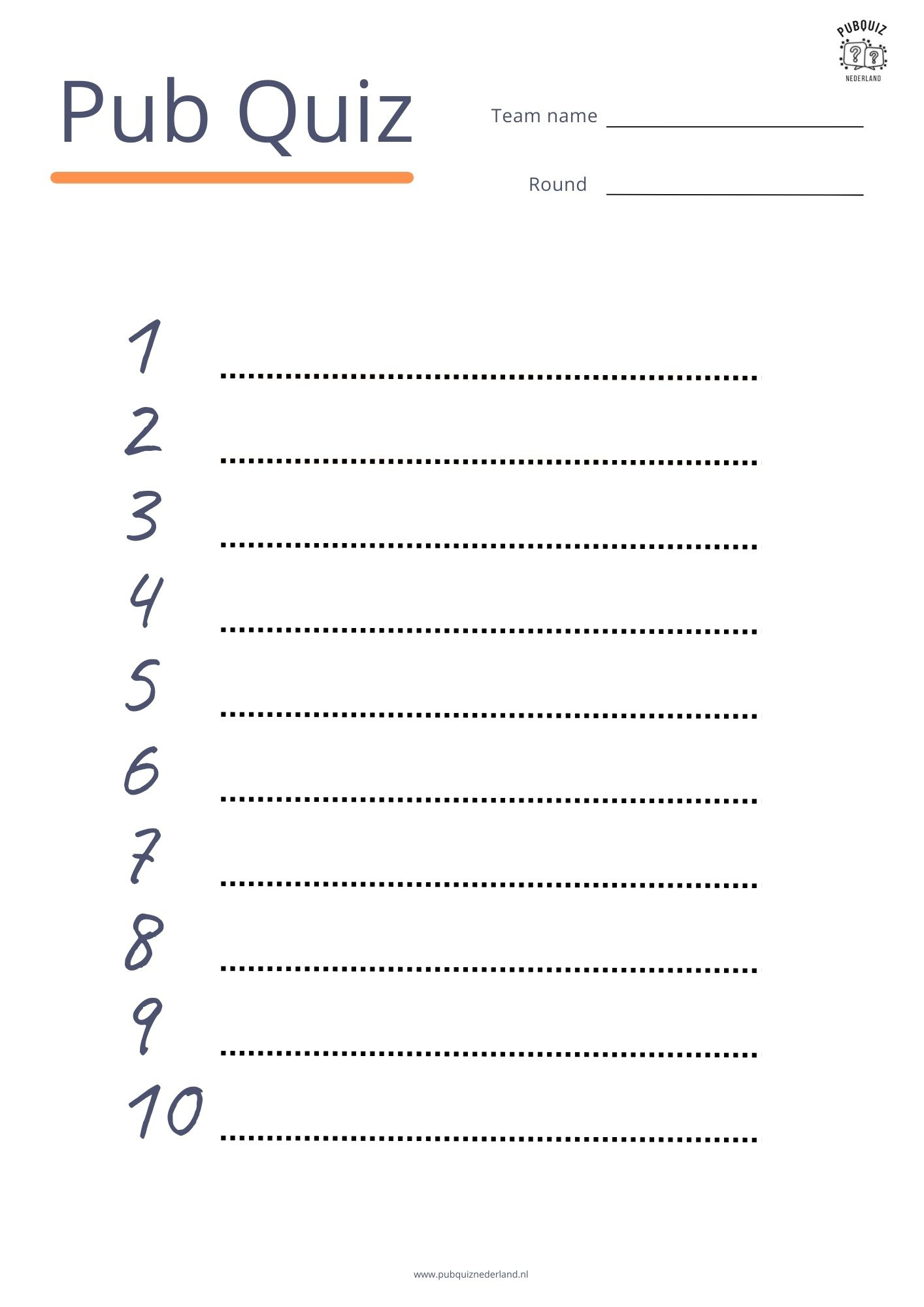 8X Free Pub Quiz Answer Sheet: Download As Pdf intended for Free Printable Quiz Answer Sheets