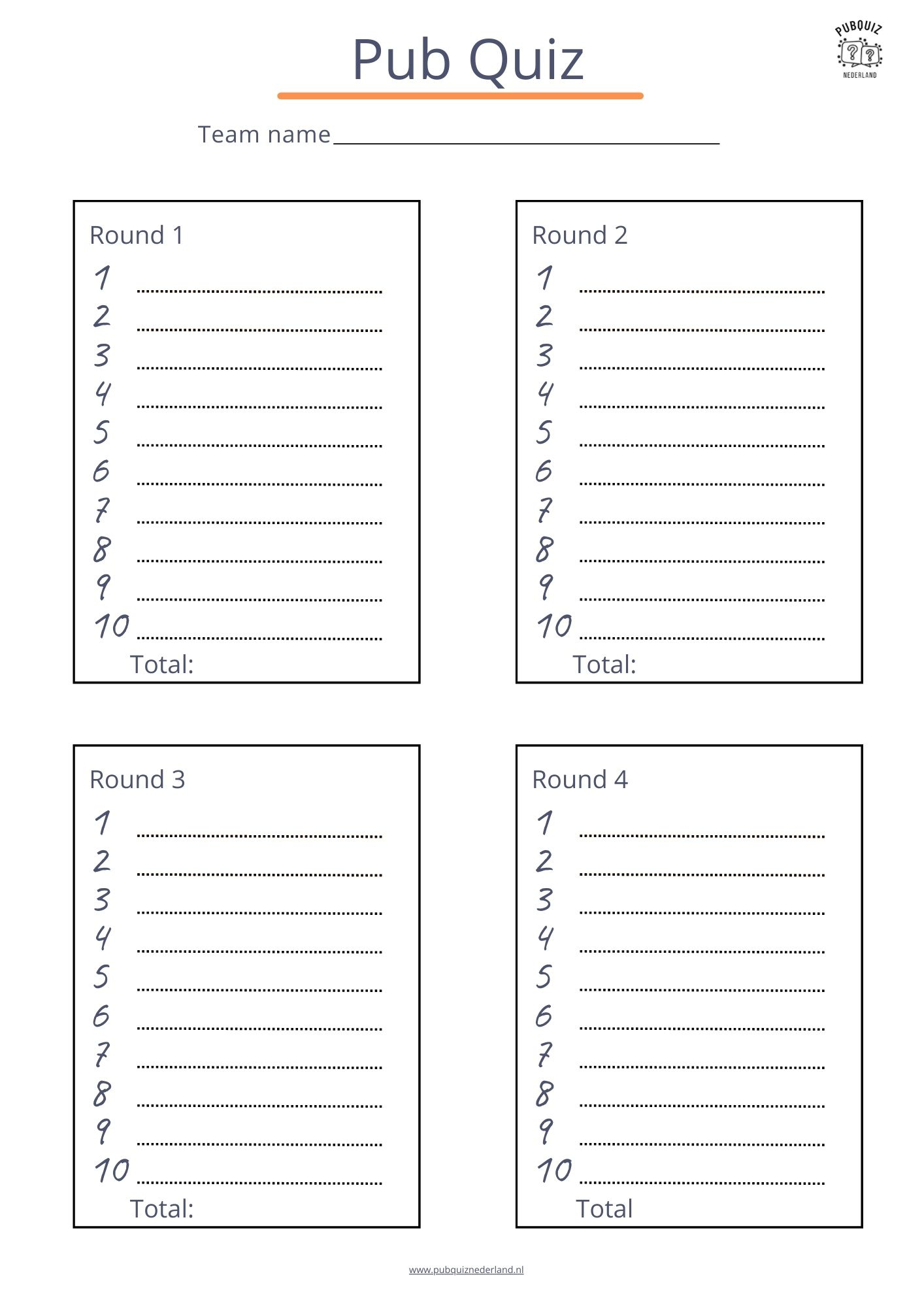 8X Free Pub Quiz Answer Sheet: Download As Pdf throughout Free Printable Quiz Answer Sheets