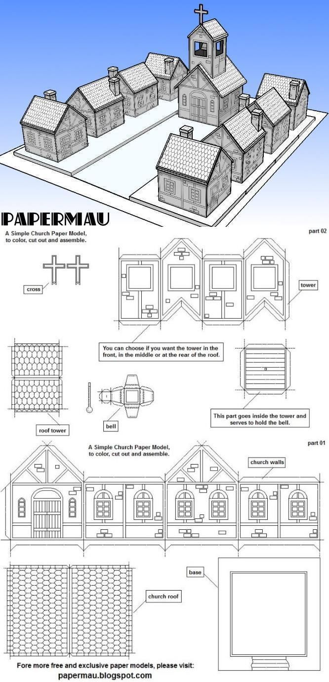 A Simple Church Paper Model To Print, Color, Cut And Assemble for Free Printable Paper Church Template