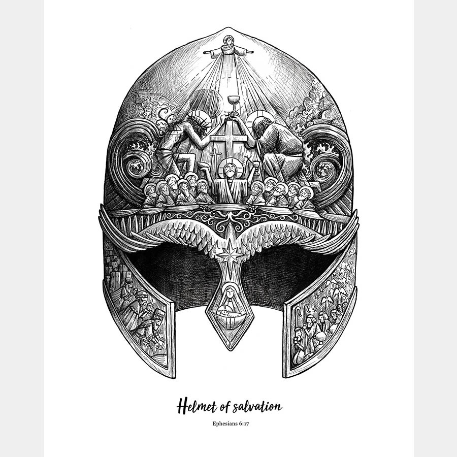 A4 Helmet Of Salvation Print in Printable Pattern For Helmet Of Salvation
