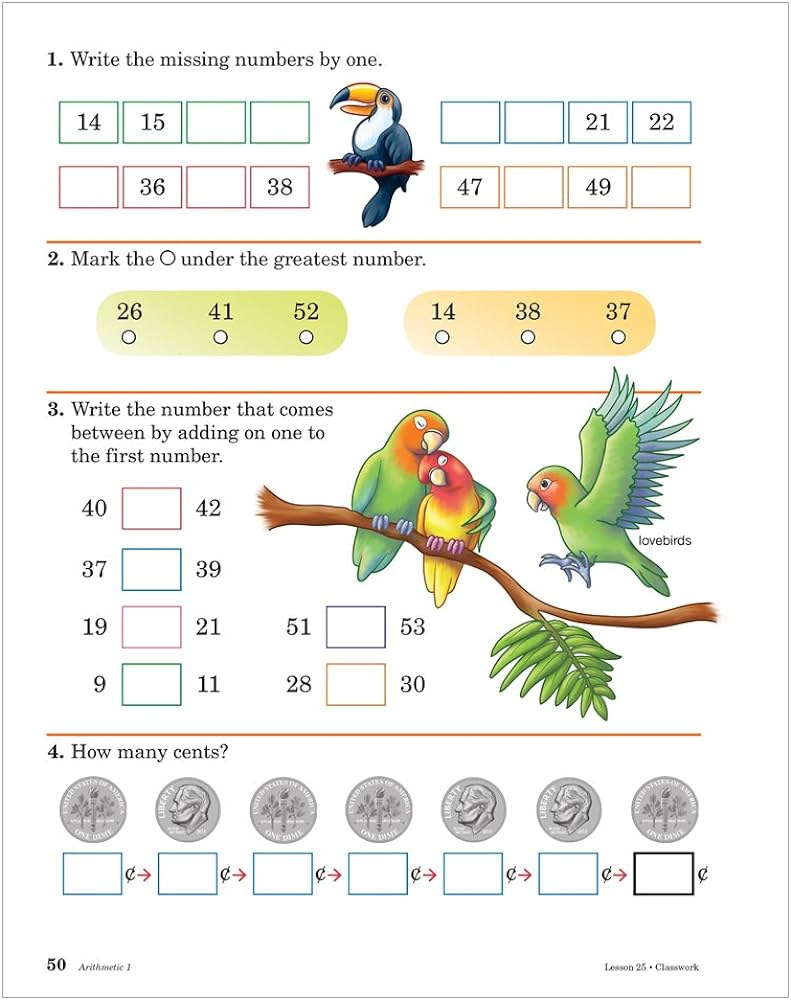 Abeka Arithmetic 1 1St Grade 1 Mathematics Student Work Text with Abeka Free Printables