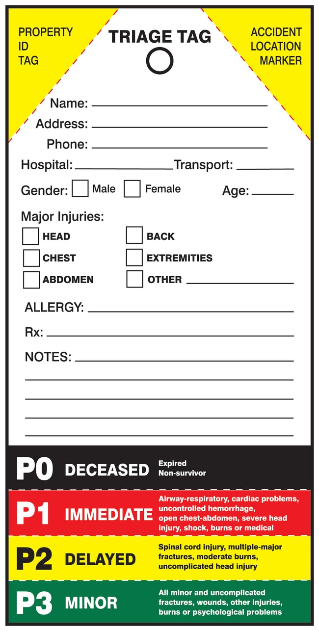 Accuform Signs Triage Tags within Free Printable Triage Tags