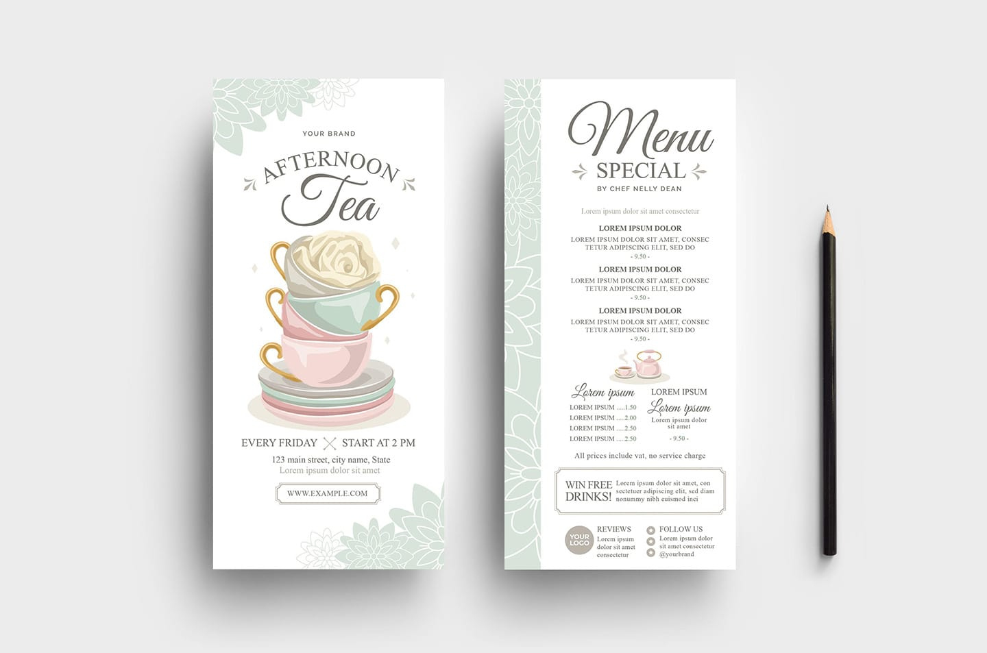 Afternoon Tea Dl Card Template - Psd, Ai &amp;amp; Vector - Brandpacks intended for Free Afternoon Tea Menu Template