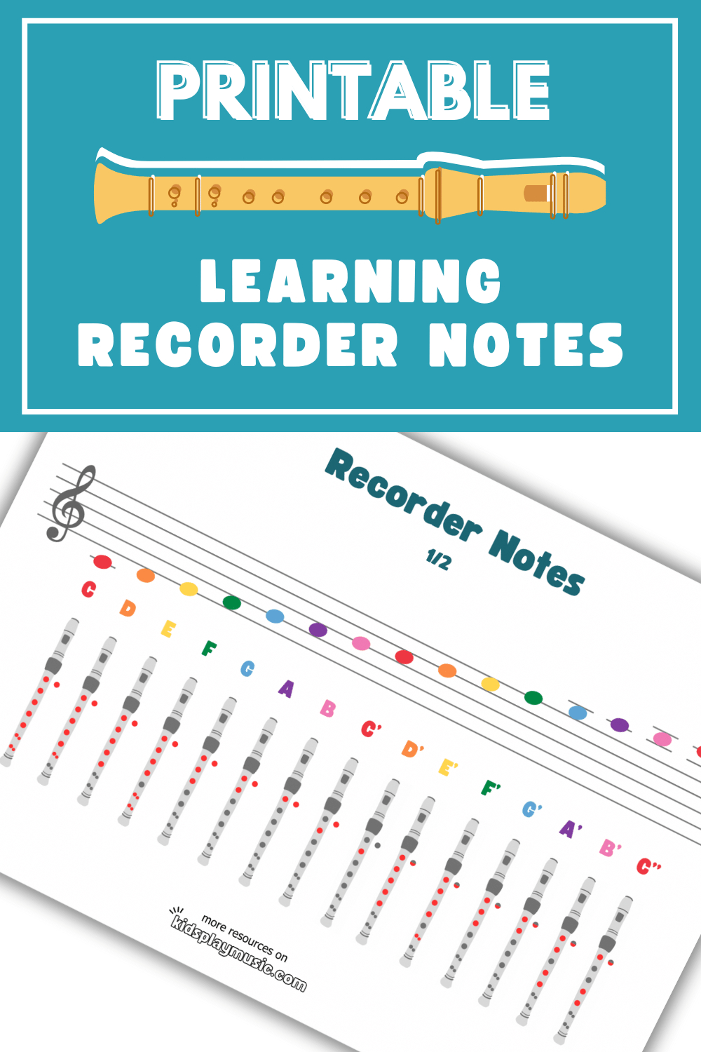 All Recorder Notes Chart - Kidsplaymusic throughout Recorder Note Chart Printable