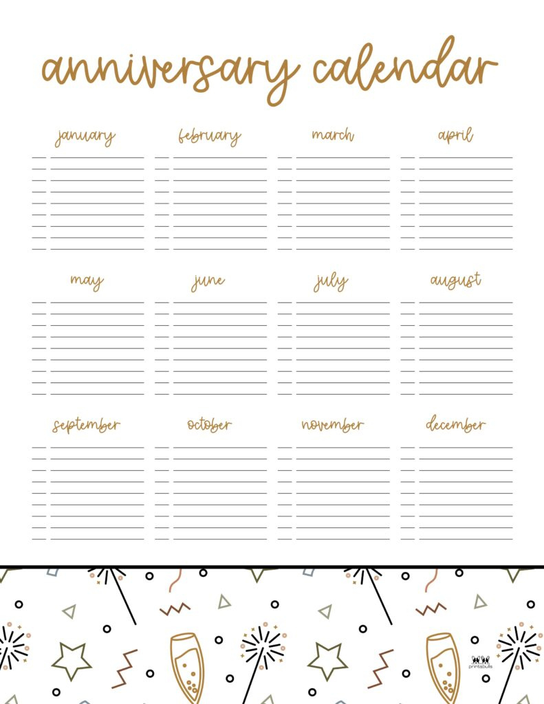 Anniversary Calendars - 8 Free Printables | Printabulls for Free Anniversary Printables