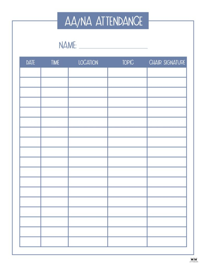 Attendance Sheets - 52 Free Printables | Printabulls pertaining to Free Printable Aa Sign in Sheets