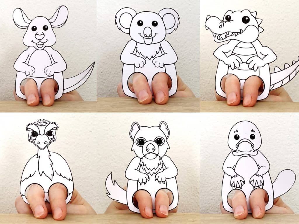 Australian Animals Finger Puppet Printable Craft - Happy Paper Time with regard to Australian Animals Printables Free