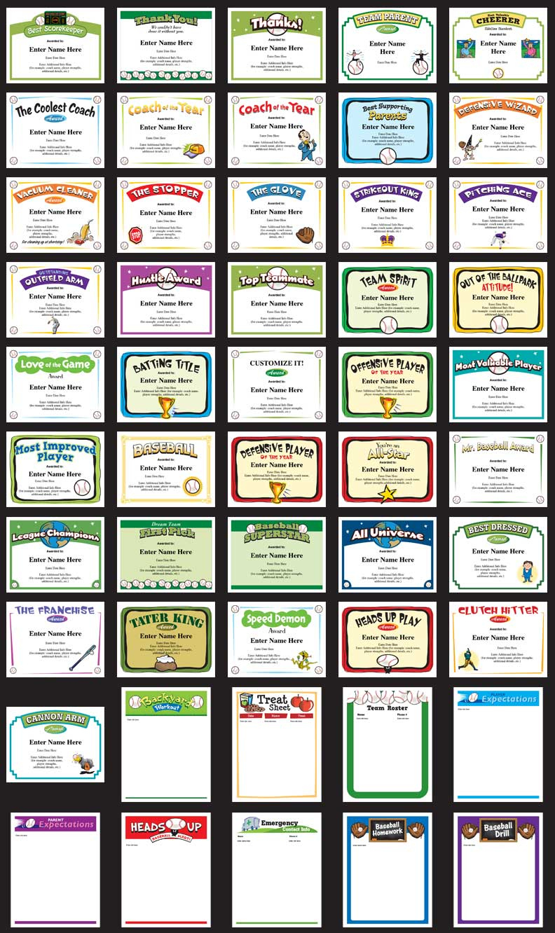 Baseball Certificates - Editable Award Templates in Free Printable Baseball Award Certificates
