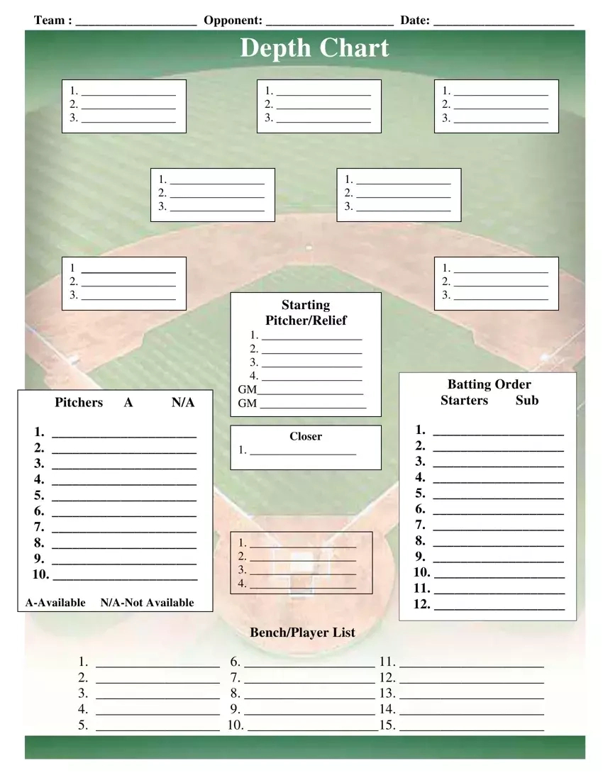 Baseball Field Lineup Template ≡ Fill Out Printable Pdf Forms Online with Baseball Position Chart Printable