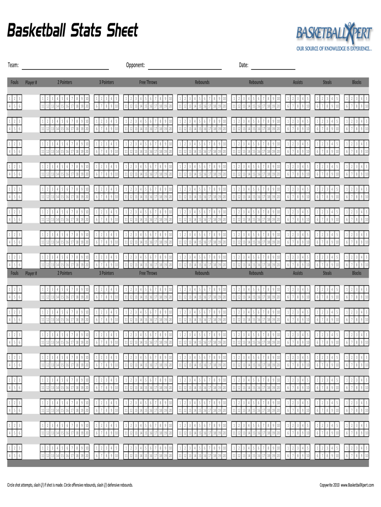 Basketball Stats Sheet Pdf - Fill Online, Printable, Fillable pertaining to Basketball Stat Sheet Template Free Download