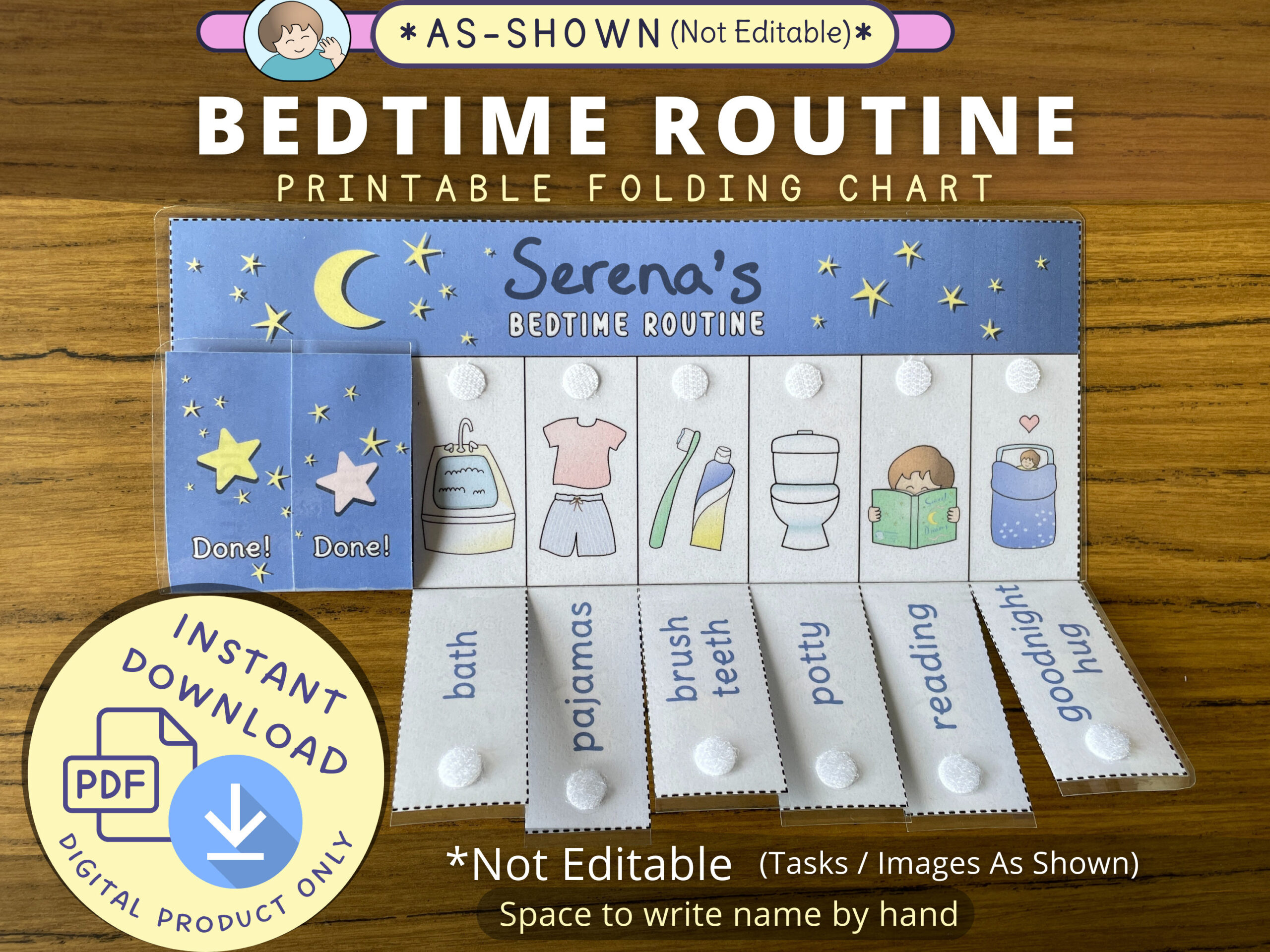 Bedtime Routine Chart, Printable Folding / Flip Chart : Kids Daily in Bedtime Routine Chart Printable