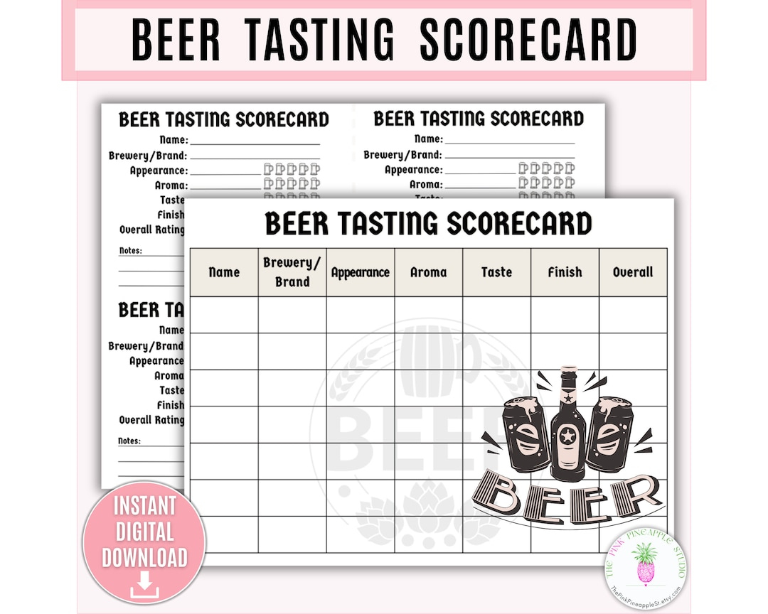 Beer Tasting Scorecard Printable Template, Beer Party Food Tasting with regard to Beer Tasting Free Printables