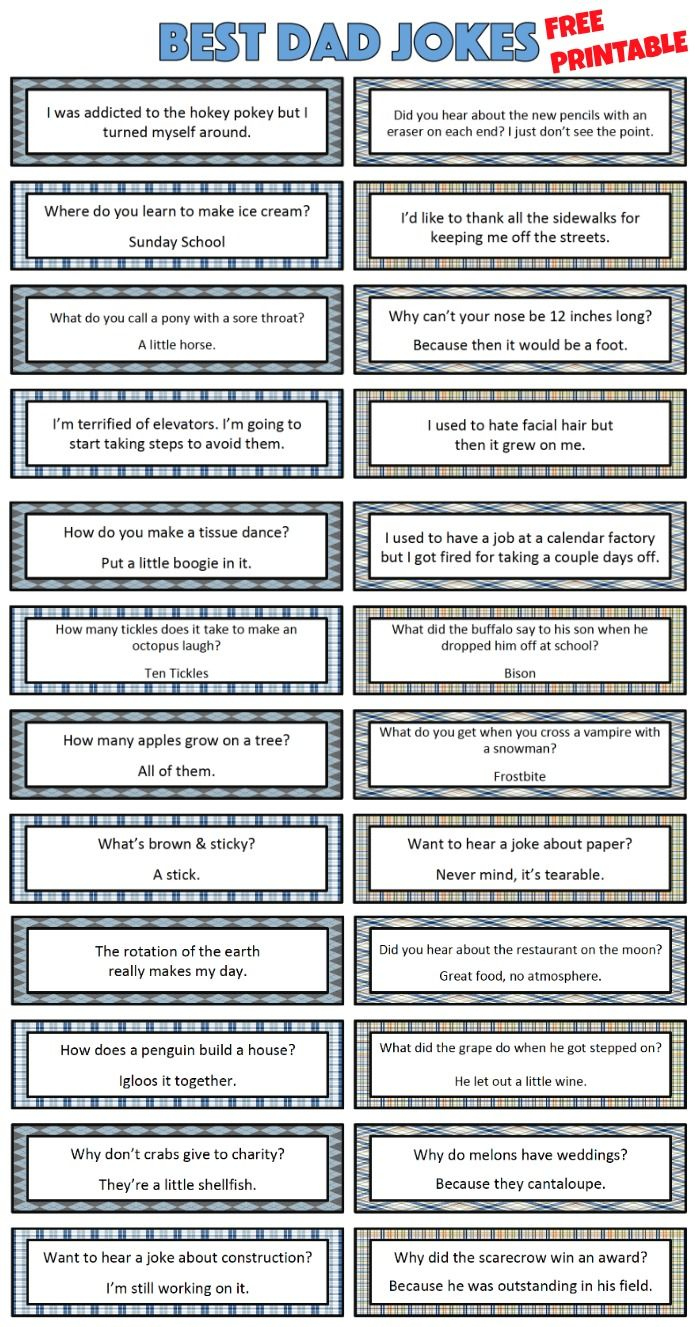 Best Dad Jokes - Free Printable - Moms &amp;amp; Munchkins regarding Free Printable Jokes For Seniors