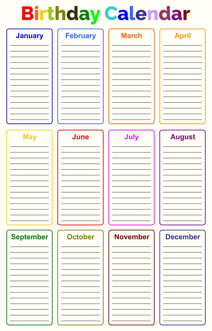 Birthday Chart - 10 Free Pdf Printables | Printablee for Birthday Chart Printable