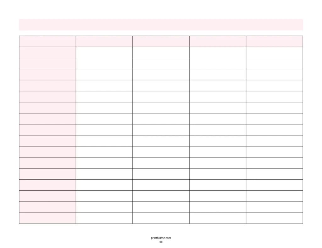 Blank 5 Column Chart Templates - Free 5 Column Tables Pdfs intended for Five Column Chart Printable