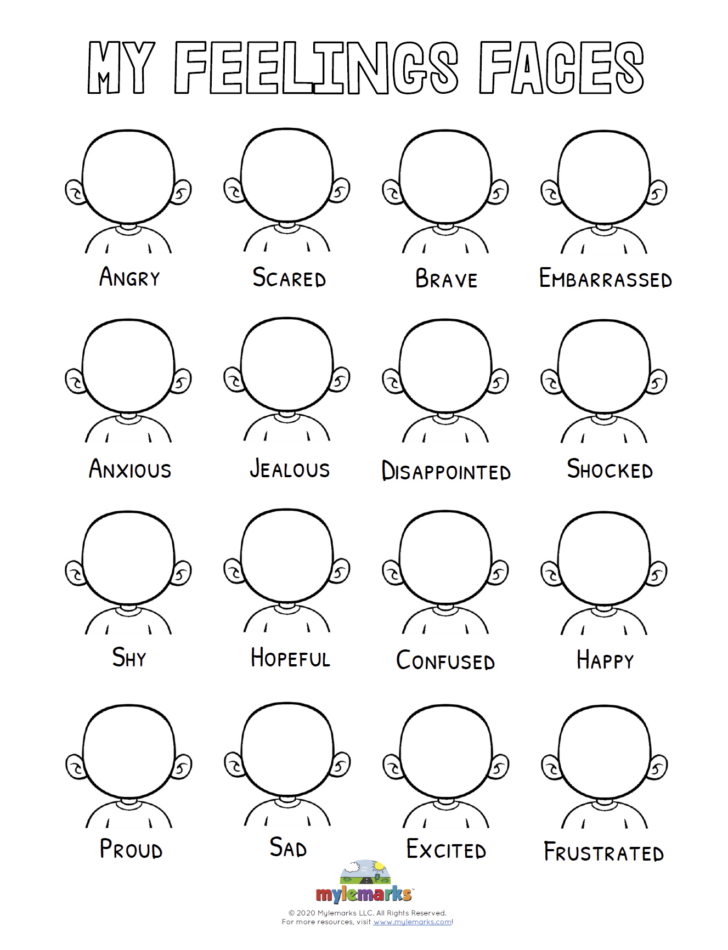 Emotions Face Chart Printable