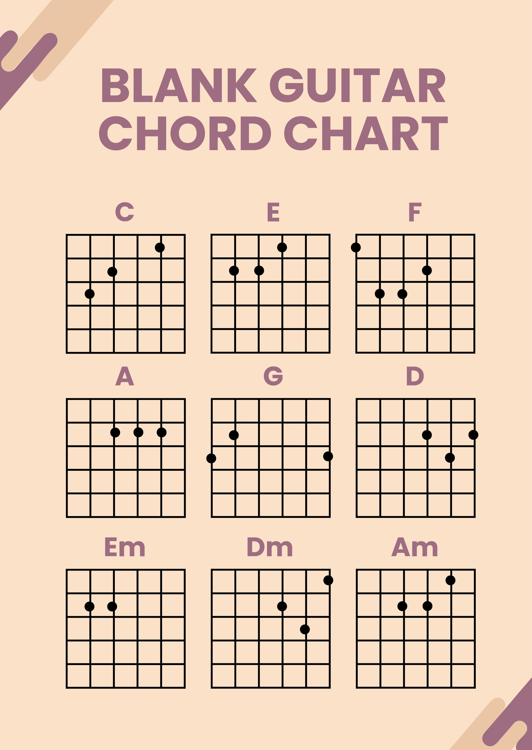 Blank Guitar Chord Chart In Illustrator, Pdf - Download | Template pertaining to Guitar Chord Chart Printable Free