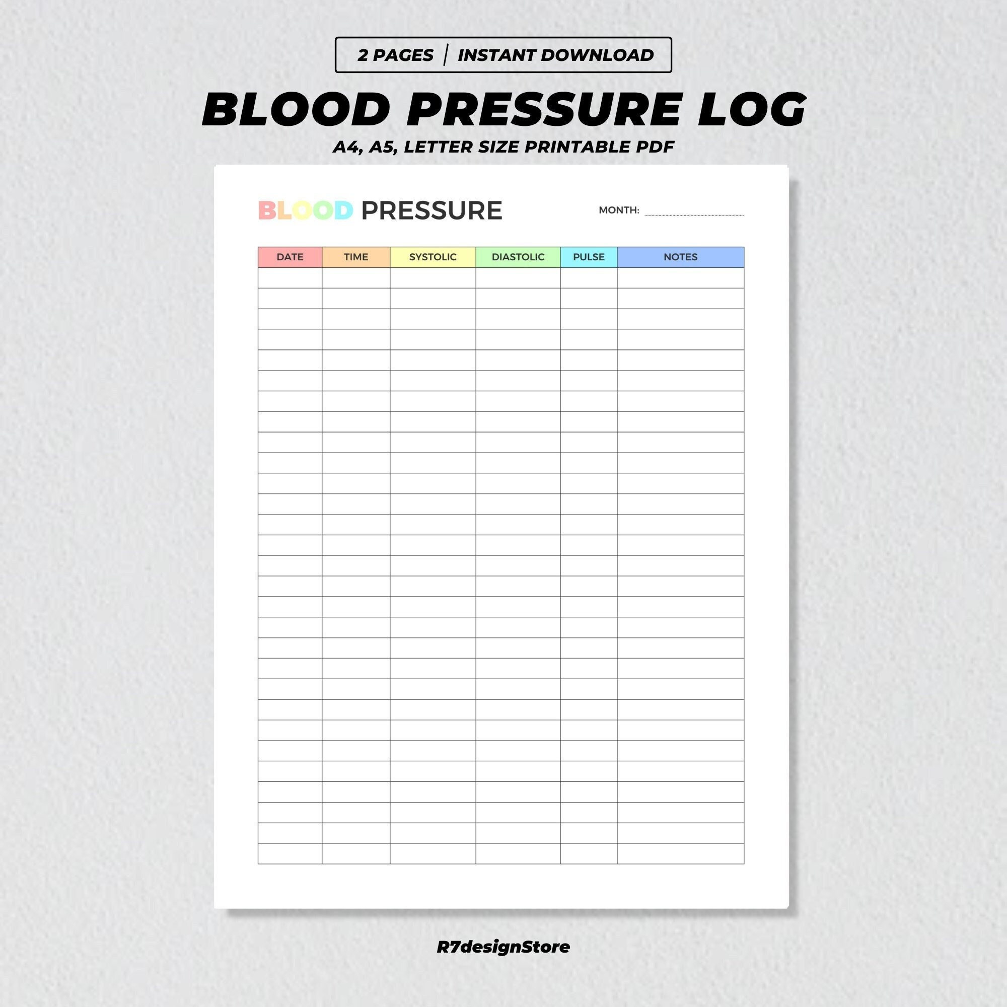 Blood Pressure Log Tracker Printable, High Blood Pressure Record within Blood Pressure Record Chart Printable