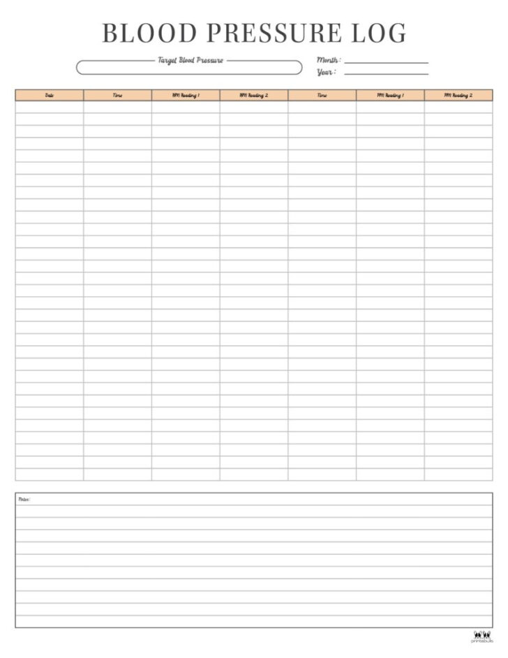 Blank Blood Pressure Chart Printable