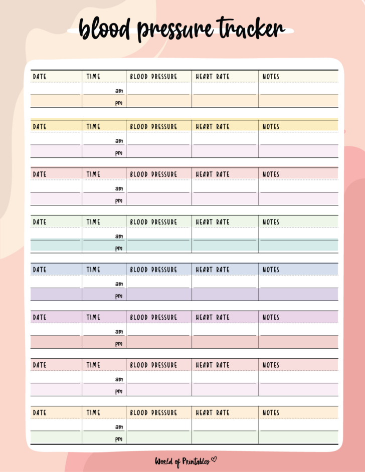 Blood Pressure Chart Printable 3 Times A Day