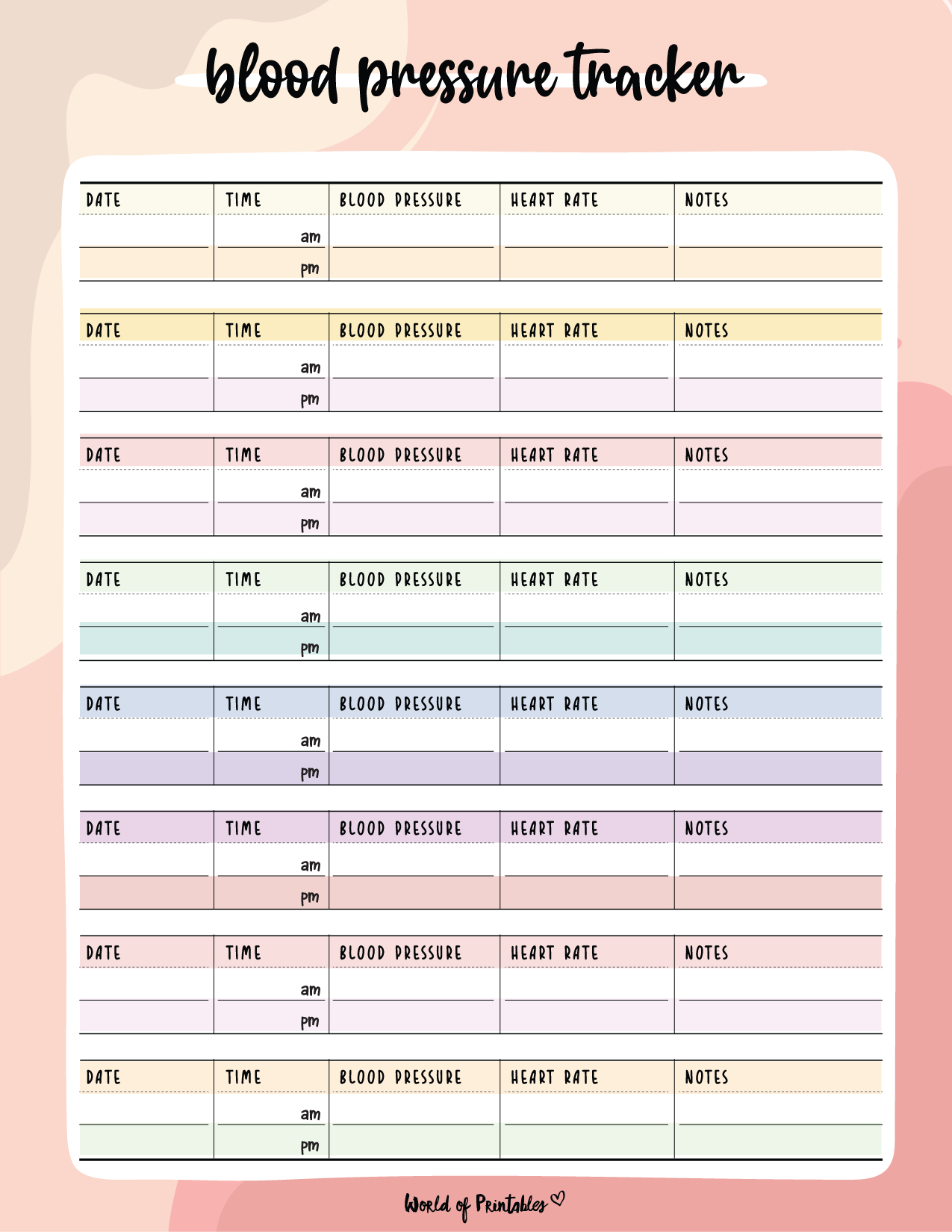 Blood Pressure Trackers - World Of Printables in Blood Pressure Chart Printable 3 Times A Day