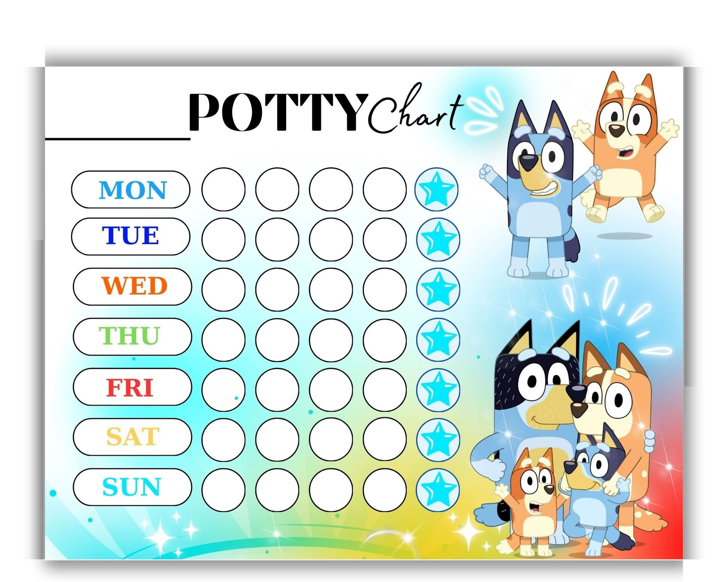 Bluey Potty Training Chart - Bluey Family Reward Chart - Toilet within Potty Chart Printable Bluey