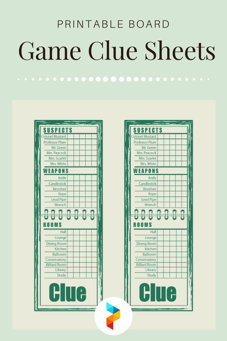 Board Game Clue Sheets - 10 Free Pdf Printables | Printablee for Free Printable Cluedo Sheets