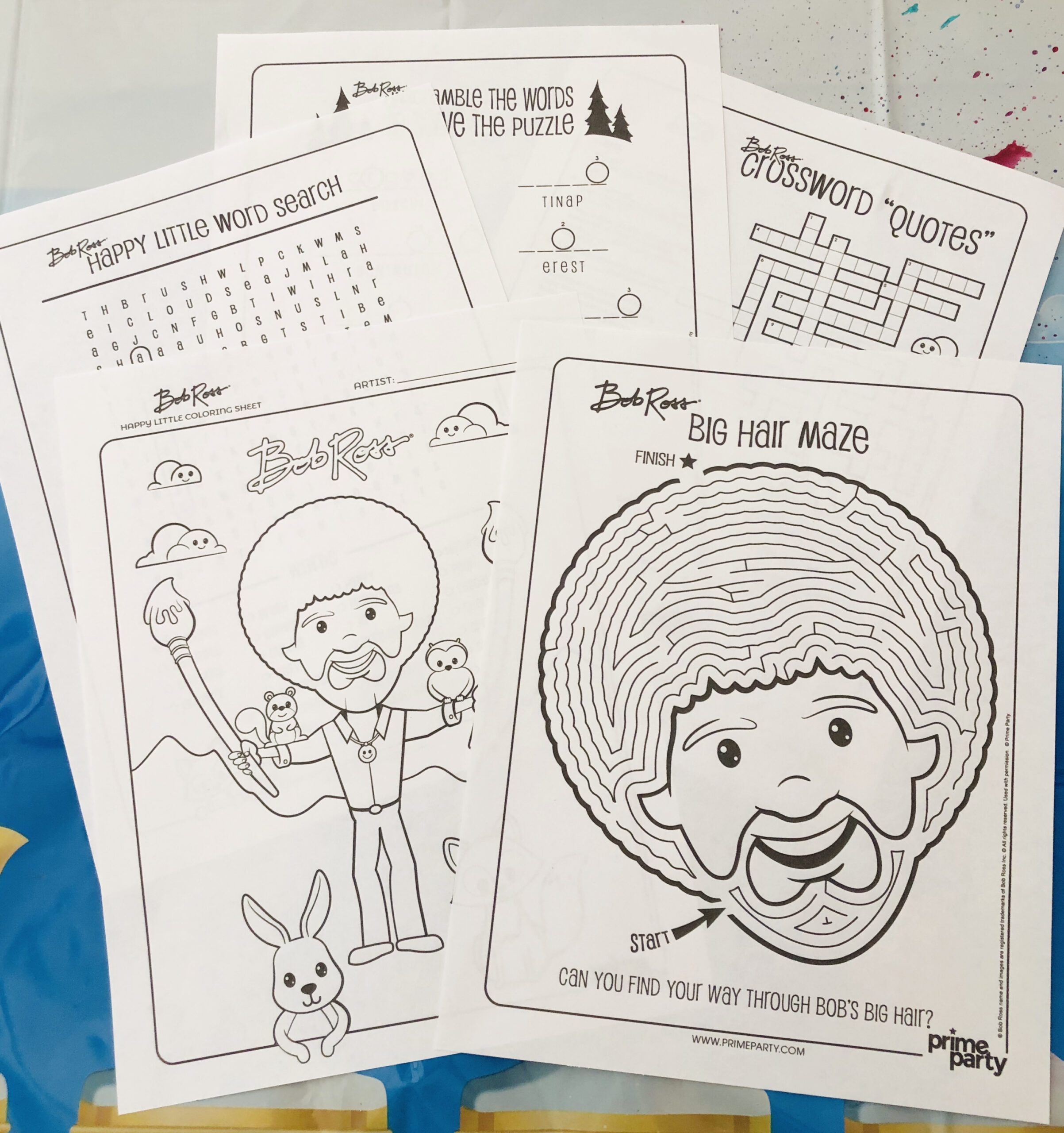 Bob Ross Painting Party For Kids - Glitter On A Dime with Free Bob Ross Printables