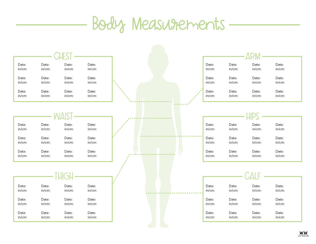 Body Measurement Charts - Free Printables | Printabulls intended for Measurement Chart Printable