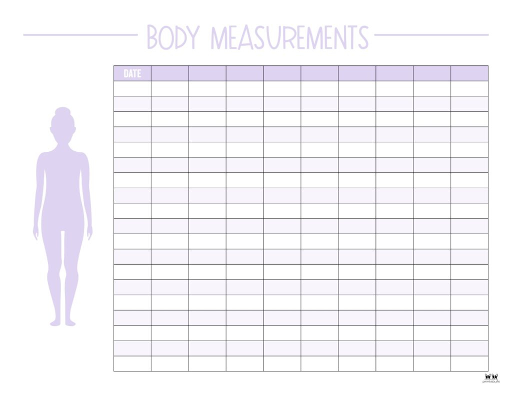 Body Measurement Charts - Free Printables | Printabulls regarding Weight Measurement Chart Printable