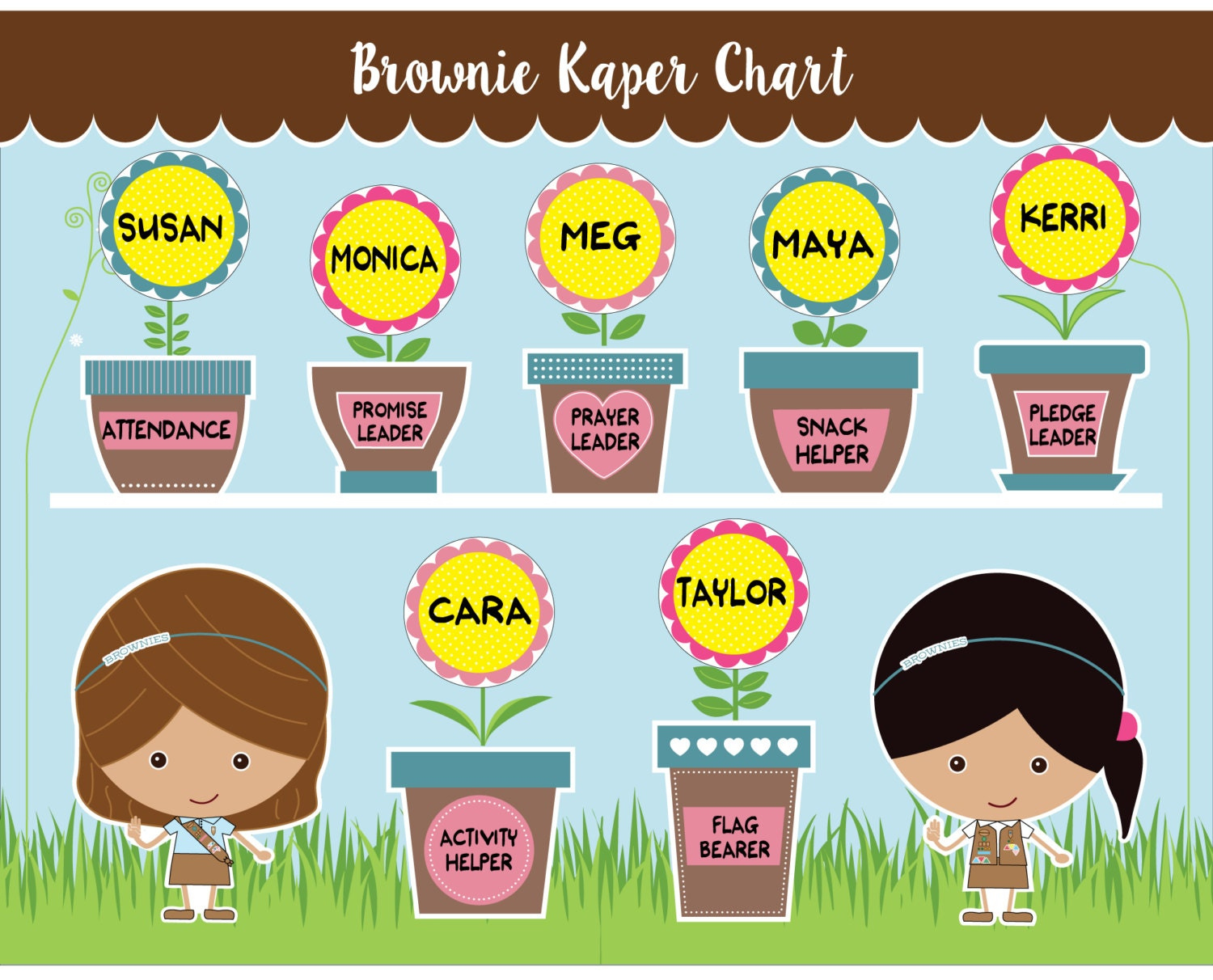 Brownie Girl Scout Kaper Chart - Printable Instant Download - Etsy intended for Kaper Chart Printable