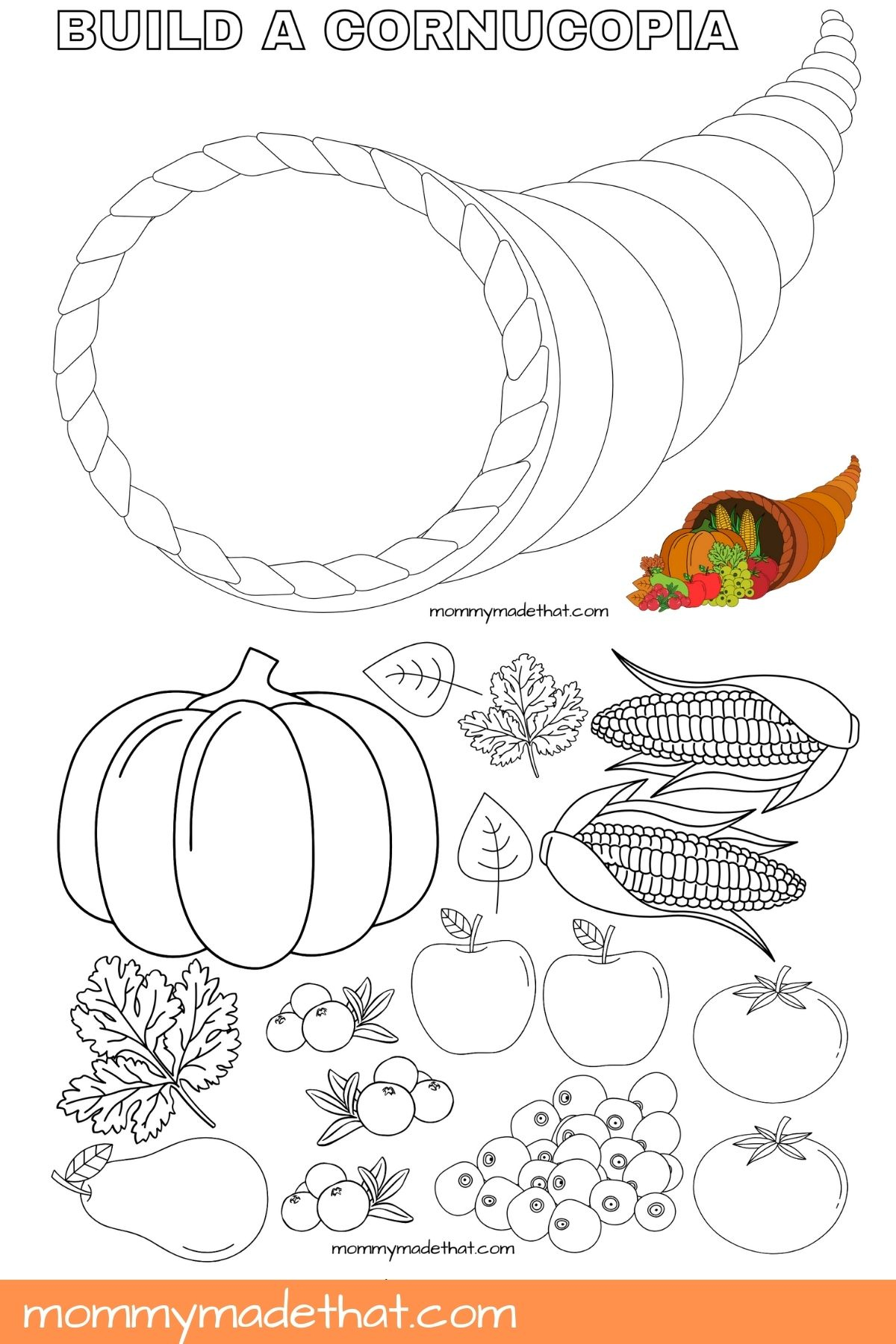 Build A Cornucopia (Free Printable Craft) pertaining to Free Cornucopia Pattern Printables