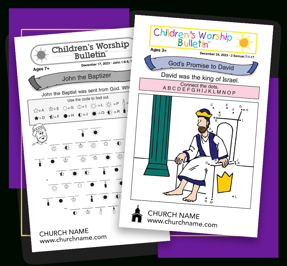 Bulletin Activities And Puzzles To Engage Children During Worship regarding Free Printable Childrens Church Bulletins